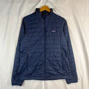 Patagonia Womens Down Quilted Jacket Nano Puffer Navy Blue Size M Primaloft